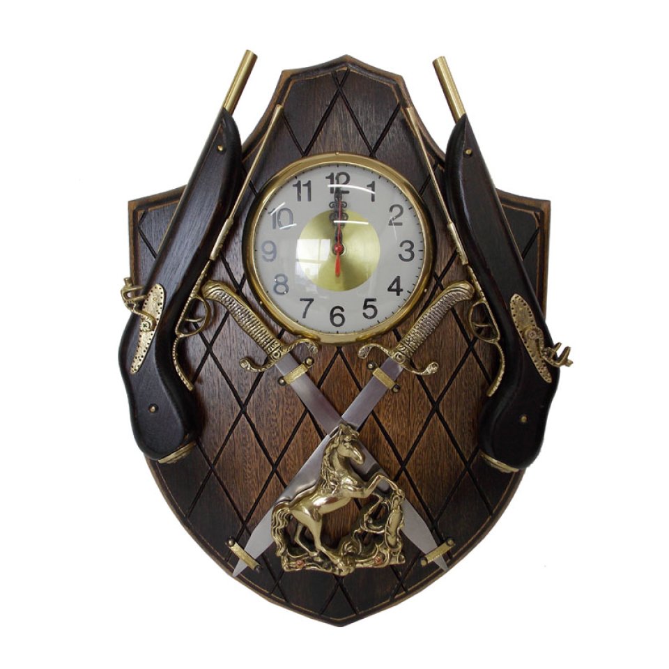 Quadro Entalhado Escudo Relógio